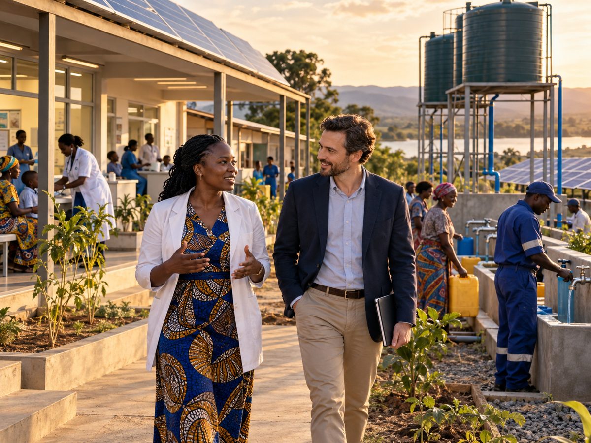 Social enterprise founder and adviser tour an active community healthcare and clean-water facility