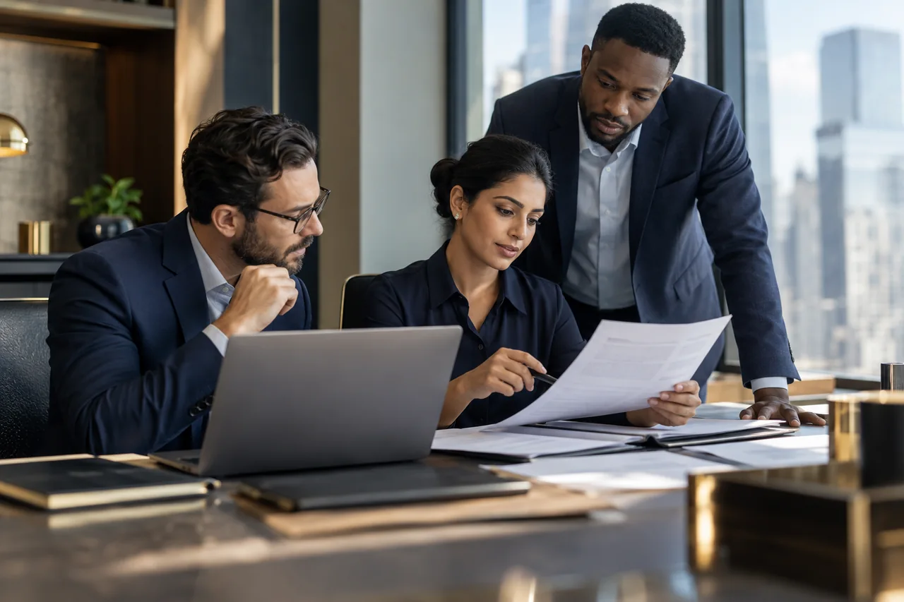 Treasury team reviewing a corporate payment