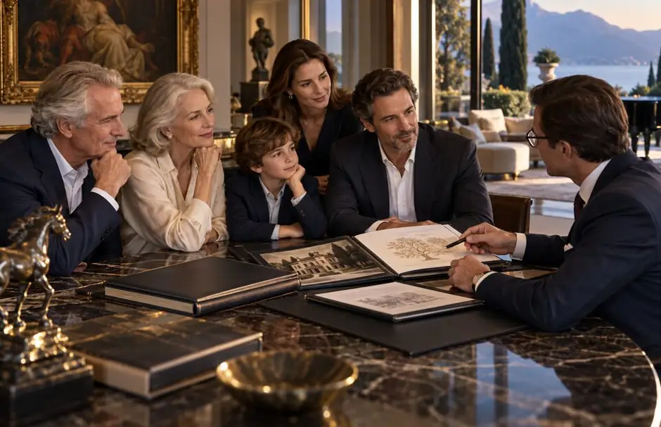 Private banker advising a family about its estate