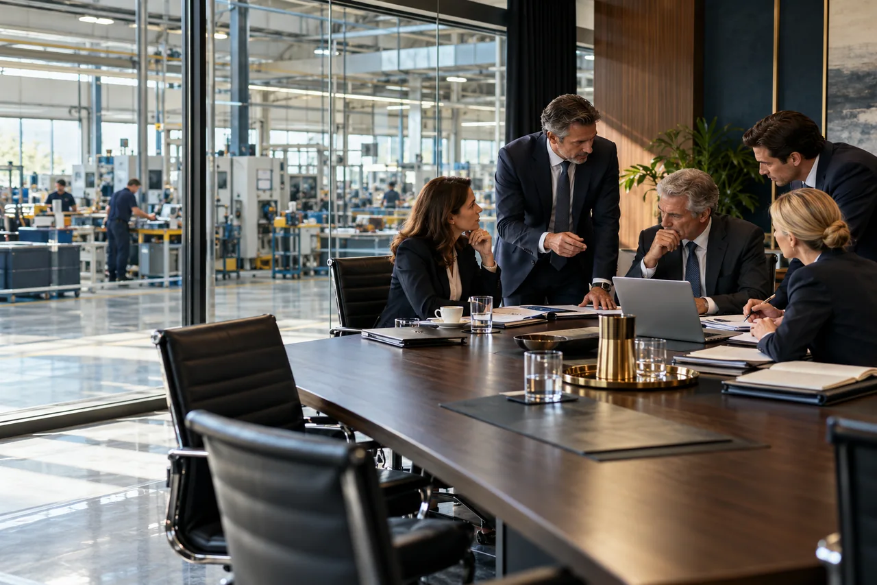 Senior advisers discussing an investment banking transaction