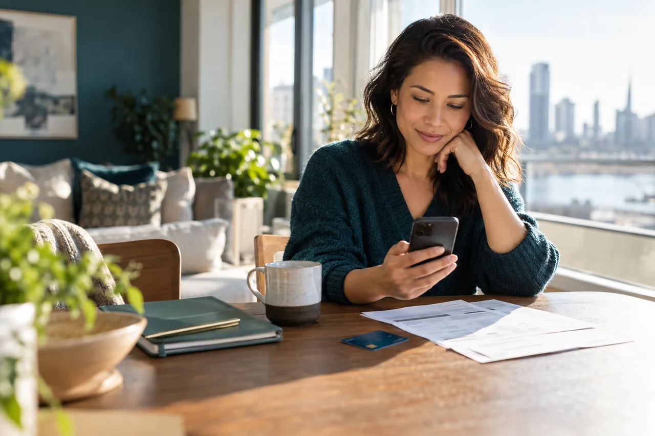 Customer using digital banking on a phone