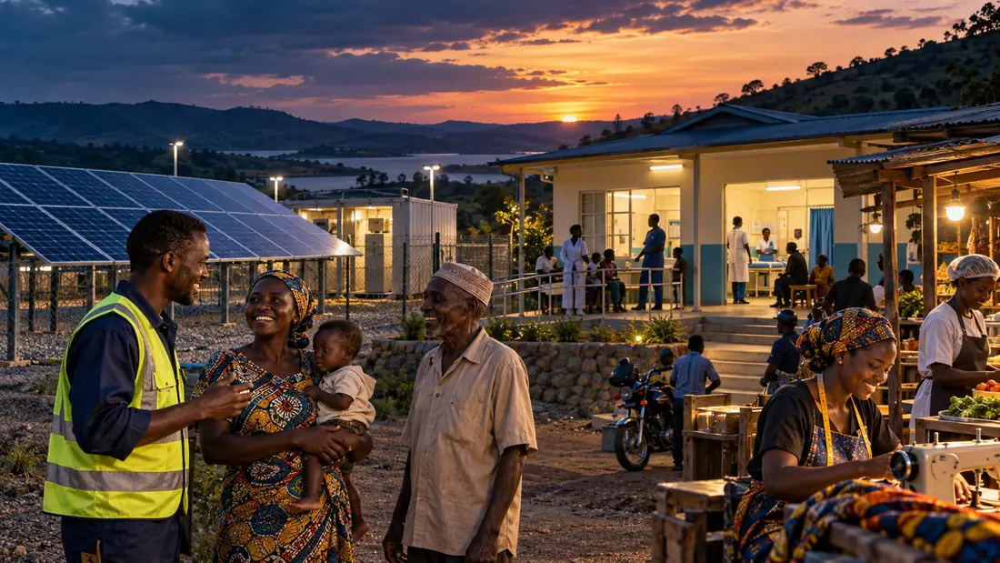 Solar microgrid powering a community health clinic and enterprises